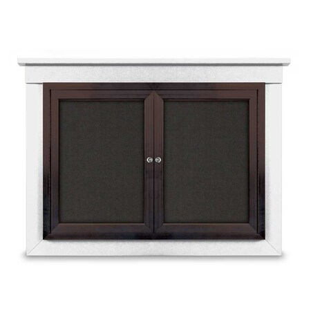 United Visual Products 48"x36" 2-Door Enclosed Letterboard, Green Vinyl/Cherry UV2624O-CHERRY-HUNGRN